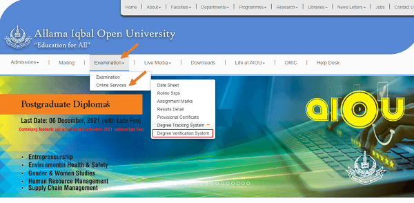 degree verification of aiou